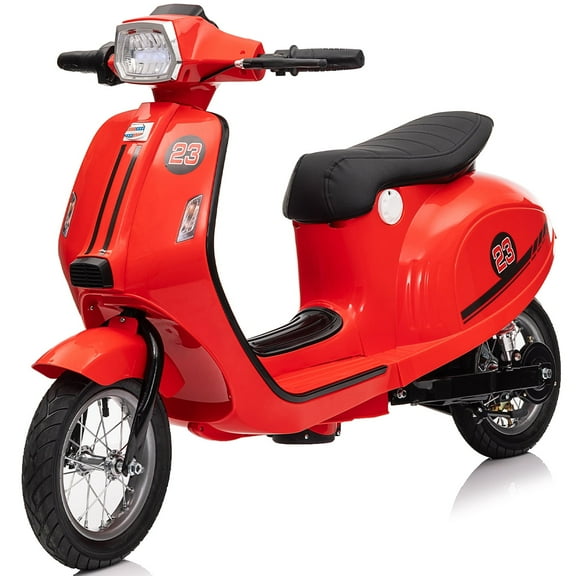 Track Seven 24V Ride on Motorcycle 250W Electric Motorcycle,  Max Speed 10 Mph, Twist-Grip Throttle,  2 Speeds, MP3 Player, Bluetooth, Ride on Toy Car for Boys Girls Age 8+, Red
