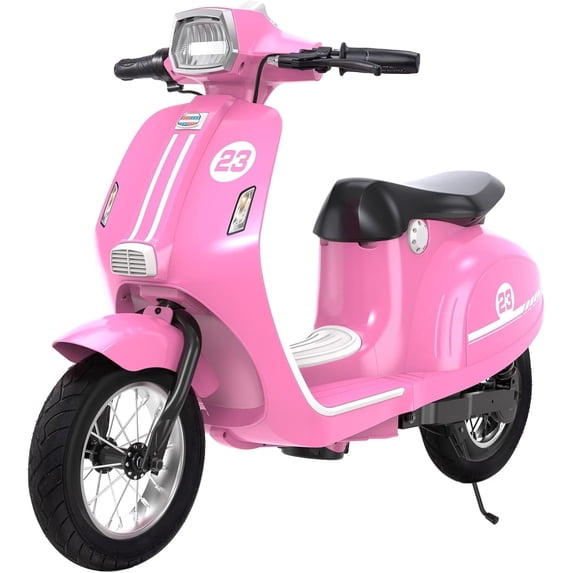 Track Seven 24V Ride on Motorcycle 250W Electric Motorcycle, Max Speed 10 Mph, Twist-Grip Throttle, 2 Speeds, MP3 Player, Bluetooth, Ride on Toy Car for Boys Girls Age 8+, Pink