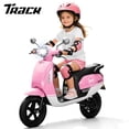 thumbnail image 1 of Track Seven 24V Ride-on Moped Scooter, Kids Electric Motorcycle for Boys Girls Ages 8-12, 250W Brushless Motor, 10 Mph Max Speed, Twist Throttle, 12" Pneumatic Tires, Bluetooth, LED Light, Pink, 1 of 10
