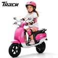 thumbnail image 1 of Track Seven 24V Ride-on Moped Scooter, Kids Electric Motorcycle for Boys Girls Ages 8-12, 250W Brushless Motor, 10 Mph Max Speed, Twist Throttle, 12" Pneumatic Tires, Bluetooth, LED Light, Rose, 1 of 10