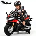 thumbnail image 1 of Track Seven 24V Ride on Motorcycle, Licensed Aprilia RSV4 Electric Motorcycle with Training Wheels, LED Lights, Music, Large Seat, Up to 10 Mph, 24V Ride on Toy Car for Boys Girls Aged 3+, Black, 1 of 11
