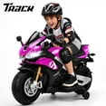 thumbnail image 1 of Track Seven 24V Ride on Motorcycle, Licensed Aprilia RSV4 Electric Motorcycle with Training Wheels, LED Lights, Music, Large Seat, Up to 10 Mph, 24V Ride on Toy Car for Boys Girls Aged 3+, Pink, 1 of 11