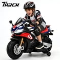 thumbnail image 1 of Track Seven 24V Ride on Motorcycle, Licensed Aprilia RSV4 Electric Motorcycle with Training Wheels, LED Lights, Music, Large Seat, Up to 5 Mph, 24V Ride on Toy Car for Boys Girls Aged 3+, Blue, 1 of 11
