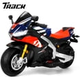 thumbnail image 1 of Track Seven 24V Ride on Motorcycle, Licensed Aprilia RSV4 Electric Motorcycle with Training Wheels, LED Lights, Music, Large Seat, Max 5 Mph, 24V Ride on Toy Car for Boys Girls Aged 3+, Blue, 1 of 11