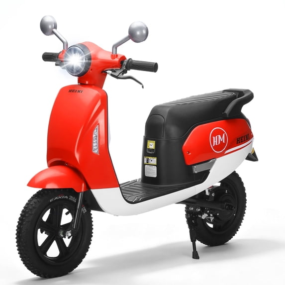 Track Seven 24V Kids Electric Motorcycle, 250W Brushless Motor Ride-on Scooter Moped for Boys Girls Ages 8+, 12" Pneumatic Tires, Bluetooth, Max 10 Mph, Bonus Storage Cover, Red