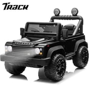 Track Seven Licensed Land Rover Defender 24V Kids Ride on Car, 2WD Electric Car with Remote Control, Bluetooth, LED Lights, Key Start, 17" Wide Seat, 24V Ride on Toys for Boys Girls Aged 3+, Black
