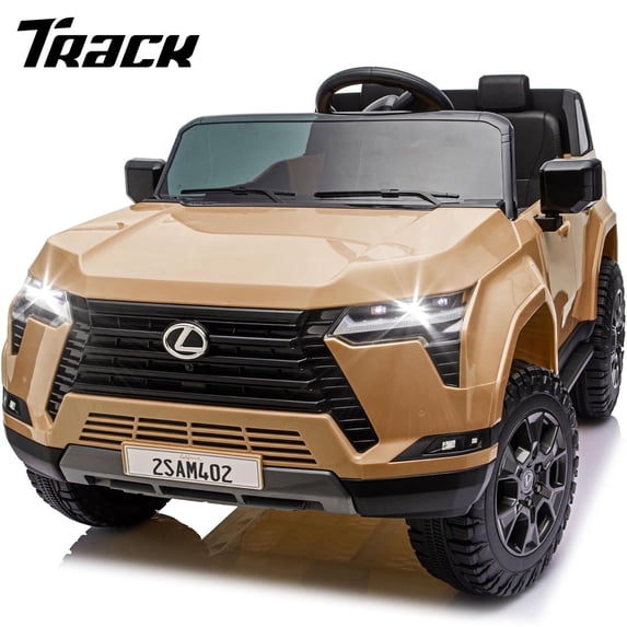 Track Seven Licensed Lexus GX550 24V Kids Ride on Car, 2-Seater Electric Car with Remote Control, Bluetooth, LED light, 4-Wheel Suspension, 20" Wide Seat, 24V Ride on Toy for Boys Girls Age 3+, Brown
