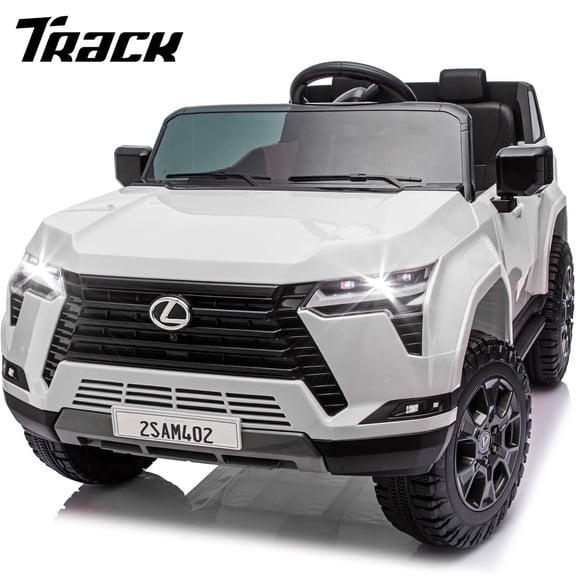 Track Seven Licensed Lexus GX550 24V Kids Ride on Car, 2-Seater Electric Car with Remote Control, Bluetooth, LED light, 4-Wheel Suspension, 20" Wide Seat, 24V Ride on Toy for Boys Girls Age 3+, White