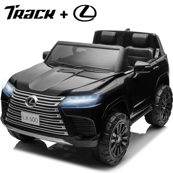 Track Seven Licensed Lexus LX600 24V Kids Ride on Car, 2-Seater Electric SUV Car with Remote, Bluetooth, 20" Wide Seat, 4-Wheel Suspension, Key Start, 24V Ride on Toy for Boys Girls Age 3+, Black