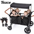 thumbnail image 1 of Track Seven Wagon Stroller for 4 Kids, Heavy-Duty 4 Seater Folding Quad Wagon with 5-Point Harness, Removable Sun Canopy & Snack Tray, All-Terrain PU Wheels, Adjustable Handles & Storage Basket,Black, 1 of 8