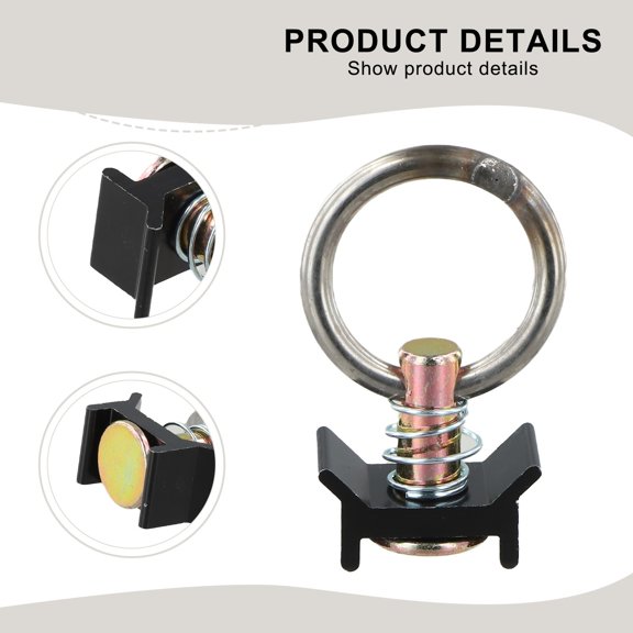 Track Single Bolt Heavy Duty 30cm Anchor Quick Release Ring Spring Bolt, Aluminum Alloy Cargo Tie Down for RV, Trailer, for Camper, Pickup Truck and Outdoor Use(Black Pull Ring)