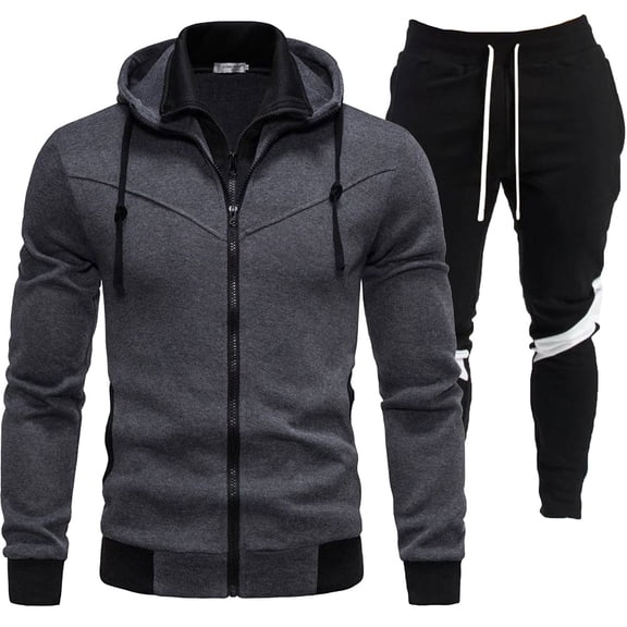 Track Suit For Men Sweatsuits Sets, Mens Tracksuit 2 Piece Hoodie Adult Tracksuits Sweatsuit with Pockets Athletic Jogging Suits (L,Dark Gray)