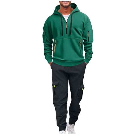 Track Suits 2 Piece Set for Men Hooded Sweatshirt and Sweatpants Sports Running Gym Outfits for Men, 2XL