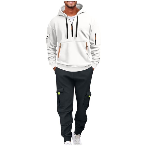 Track Suits 2 Piece Set for Men Hooded Sweatshirt and Sweatpants Sports Running Gym Outfits for Men, M