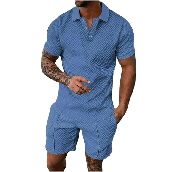 Track Suits for Men Set Men‘S Track Suits 2 Piece Summer Short Sets Outfits Fashion Shirt Casual Short Sleeve And Shorts Set Short Sleeve Turndown Collar Set Men Short Shorts