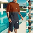 thumbnail image 1 of Track Suits Mens Crew Neck Short Sleeve Lightweight Shirts Short Pants Sets Men's Fashion Comfy Casual Leisure Outdoor Sports Suit Set, 1 of 6