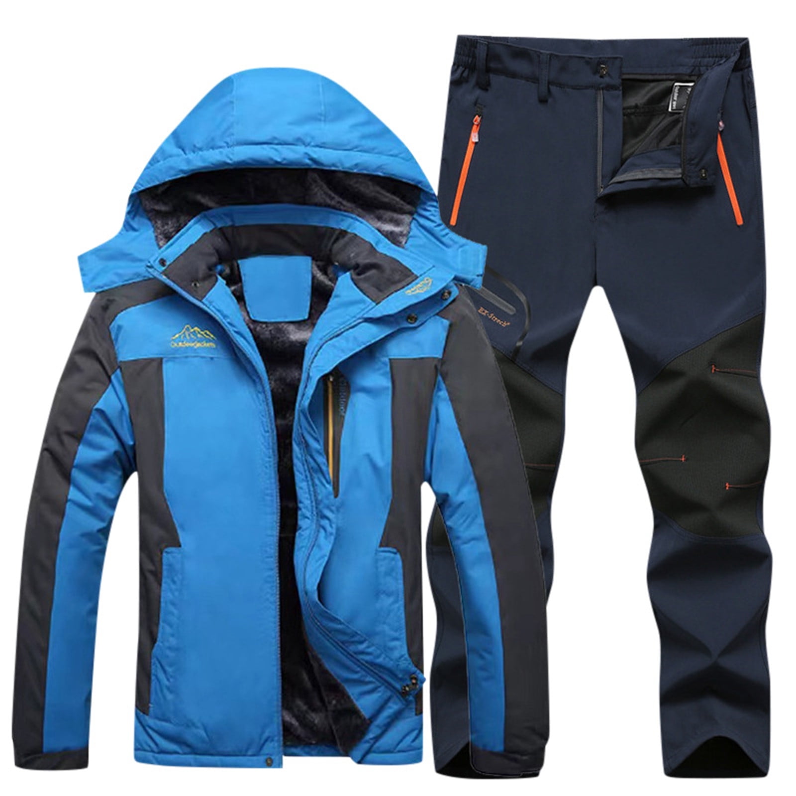Track Suits Mens,Ski Suit Winter Windproof Hooded Jacket and Pants