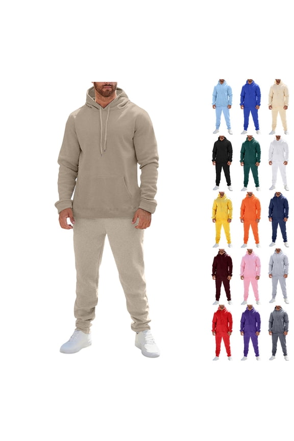Track Suits for Men Long Sleeve Hoodies and Sweatpants Two Piece Sets Baggy Cotton Activewear Running Training Camel 3XL