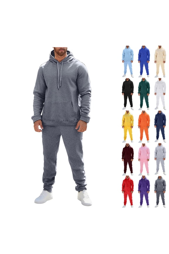 Track Suits for Men Long Sleeve Hoodies and Sweatpants Two Piece Sets Baggy Cotton Activewear Running Training Dark Gray XL