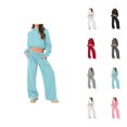 thumbnail image 1 of Track Suits for Women Set 2025 Fall Winter Cropped Hoodie and Sweatpants 2 Piece Matching Sweatsuit Lounge Set, 1 of 1