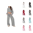 thumbnail image 1 of Track Suits for Women Set 2025 Fall Winter Cropped Hoodie and Sweatpants 2 Piece Matching Sweatsuit Lounge Set, 1 of 1