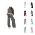 thumbnail image 1 of Track Suits for Women Set 2025 Fall Winter Cropped Hoodie and Sweatpants 2 Piece Matching Sweatsuit Lounge Set, 1 of 1