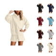 thumbnail image 1 of Track Suits for Women Set 2025 Long Sleeve Basic Hoodie and Shorts 2 Piece Matching Sweatsuit Lounge Set, 1 of 5