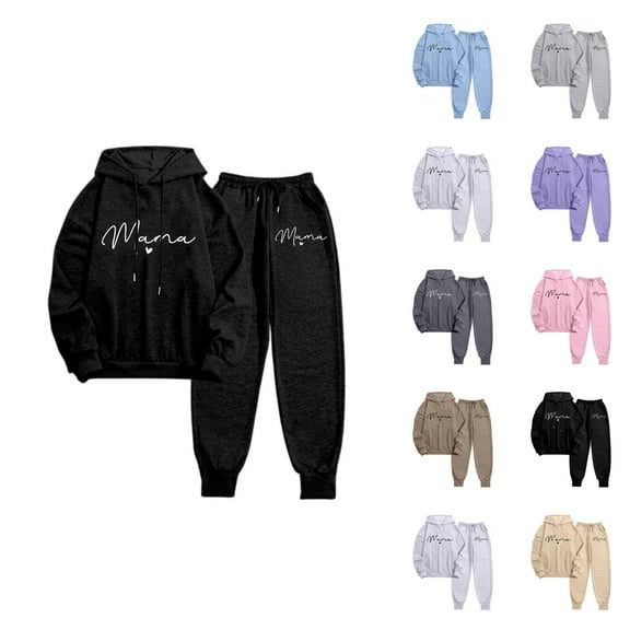 Track Suits for Women Set 2025 Mama Hoodie and Jogger Sweatpants 2 Piece Matching Sweatsuit Travel Lounge Set