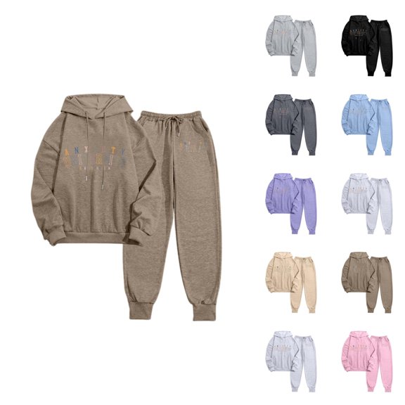 Track Suits for Women Set Anxiety University Hoodie and Jogger Sweatpants 2 Piece Matching Sweatsuit Lounge Set