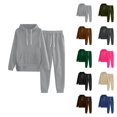 thumbnail image 1 of Track Suits for Women Set Basic Plain Hoodie and Jogger Sweatpants 2 Piece Matching Sweatsuit Travel Lounge Set, 1 of 1