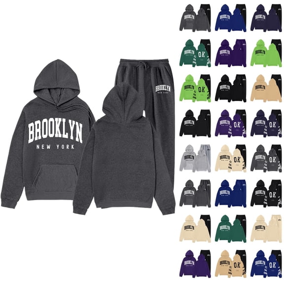 Track Suits for Women Set Brooklyn New York Hoodie and Jogger Sweatpants 2 Piece Matching Sweatsuit Lounge Set