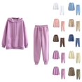 thumbnail image 1 of Track Suits for Women Set Fall Winter Plain Hoodie and Jogger Sweatpants 2 Piece Matching Sweatsuit Lounge Set, 1 of 1