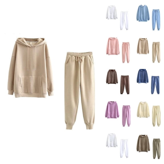Track Suits for Women Set Fall Winter Plain Hoodie and Jogger Sweatpants 2 Piece Matching Sweatsuit Lounge Set