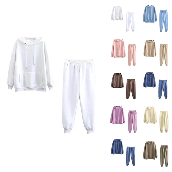 Track Suits for Women Set Fall Winter Plain Hoodie and Jogger Sweatpants 2 Piece Matching Sweatsuit Lounge Set