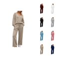thumbnail image 1 of Track Suits for Women Set Fall Winter V Neck Sweatshirt and Sweatpants 2 Piece Matching Sweatsuit Lounge Set, 1 of 1