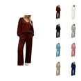 thumbnail image 1 of Track Suits for Women Set Fall Winter V Neck Sweatshirt and Sweatpants 2 Piece Matching Sweatsuit Lounge Set, 1 of 1