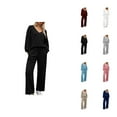 thumbnail image 1 of Track Suits for Women Set Fall Winter V Neck Sweatshirt and Sweatpants 2 Piece Matching Sweatsuit Lounge Set, 1 of 1