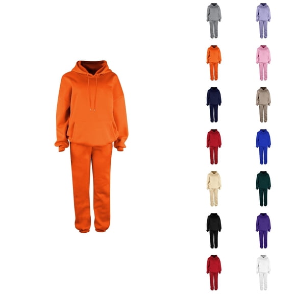 Track Suits for Women Set Lined Warm Plain Hoodie and Jogger Sweatpants 2 Piece Matching Sweatsuit Lounge Set