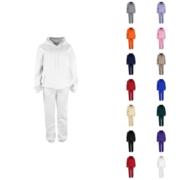 Track Suits for Women Set Lined Warm Plain Hoodie and Jogger Sweatpants 2 Piece Matching Sweatsuit Lounge Set