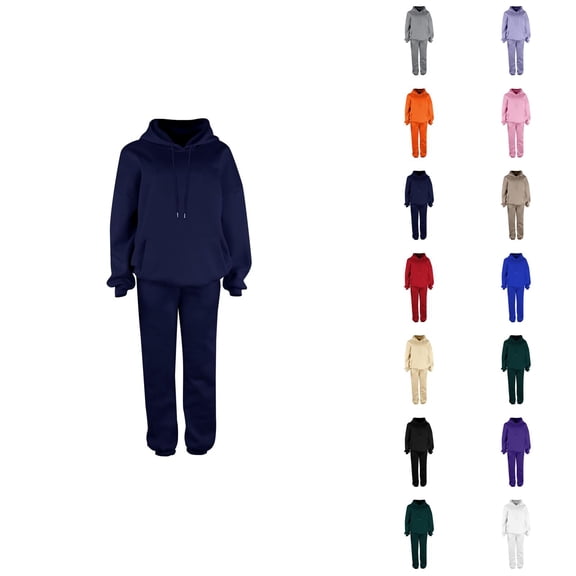 Track Suits for Women Set Lined Warm Plain Hoodie and Jogger Sweatpants 2 Piece Matching Sweatsuit Lounge Set
