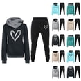 thumbnail image 1 of Track Suits for Women Set Heart Graphic Hoodie and Jogger Sweatpants 2 Piece Matching Sweatsuit Lounge Set, 1 of 1