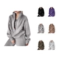 thumbnail image 1 of Track Suits for Women Set Lapel Collar Half Zip Sweatshirt and Jogger Sweatpants 2 Piece Matching Sweatsuit Lounge Set, 1 of 1