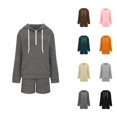 thumbnail image 1 of Track Suits for Women Set Long Sleeve Half Zip Hoodie and Shorts 2 Piece Matching Set Sweat Shorts Sets Spring Fall Outfits, 1 of 4