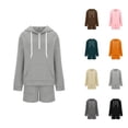 thumbnail image 1 of Track Suits for Women Set Long Sleeve Half Zip Hoodie and Shorts 2 Piece Matching Set Sweat Shorts Sets Spring Fall Outfits, 1 of 4