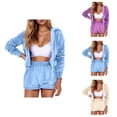 thumbnail image 1 of Track Suits for Women Set Long Sleeve Zip Up Cropped Hoodie Jacket and Shorts 2 Piece Matching Set Sweat Shorts Sets, 1 of 4
