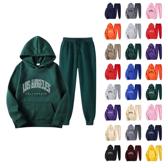 Track Suits for Women Set Los Angeles Graphic Hoodie and Jogger Sweatpants 2 Piece Matching Sweatsuit Lounge Set
