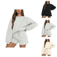 thumbnail image 1 of Track Suits for Women Set Oversized Long Sleeve Crewneck Sweatshirt and Shorts 2 Piece Matching Set Sweat Shorts Sets, 1 of 6