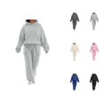 thumbnail image 1 of Track Suits for Women Set Plain Hoodie and Cargo Jogger Sweatpants 2 Piece Matching Sweatsuit Travel Lounge Set, 1 of 1