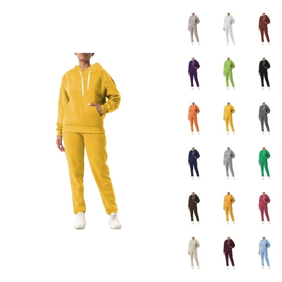 Track Suits for Women Set Plain Hoodie and Sweatpants 2 Piece Matching Sweatsuit Travel Athletic Lounge Set