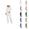 thumbnail image 1 of Track Suits for Women Set Plain Zip Up Collared Sweatshirt and Sweatpants 2 Piece Matching Sweatsuit Lounge Set, 1 of 1